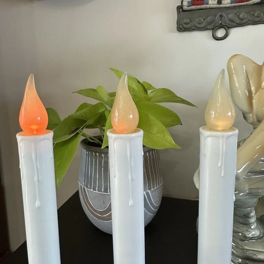 SET of 3 Christmas Window‎ Candle Holder Battery Operated Flickering 10